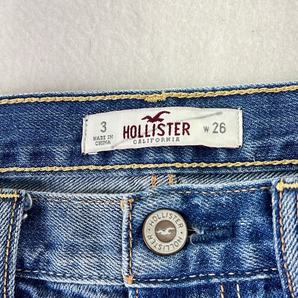 Hollister Blue Jean Shorts Cut Off Distressed Juniors Size 3 - Picture 5 of 8